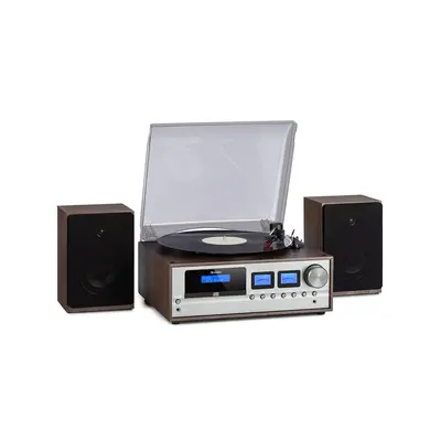 Auna Oxford, retro stereo systém, DAB+/FM rádio, BT funkcia, vinyl, CD, AUX, tmavosivý