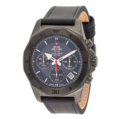 Swiss Military By Chrono Gent's PVD Solar Powered Chronograph Watch with Genuine Leather Strap