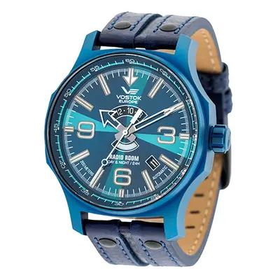 Vostok Europe Gent's Automatic Radio Room Watch with PVD Plated Case and Genuine Leather Strap