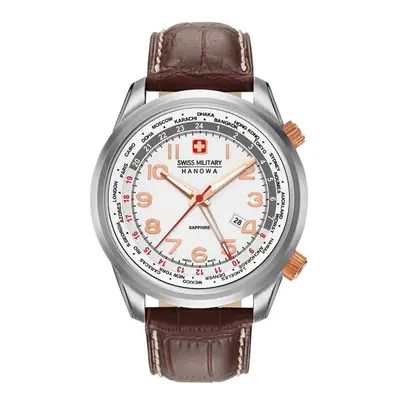 Swiss Military by Hanowa Gent's Worldtimer Watch with Genuine Leather Strap