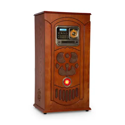 Auna Musicbox, jukebox, gramofón, CD prehrávač, BT, USB, SD, FM tuner, drevo