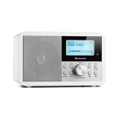 Auna Worldwide Mini, internetové rádio, WLAN, sieťový prehrávač, USB, MP3, AUX, FM tuner, biela 