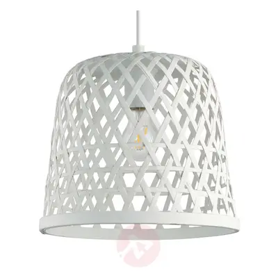 Lampa wisząca Kirkcolm drewniany klosz 30cm biała