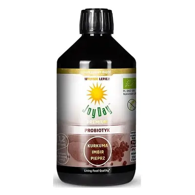 Suplement diety koncentrat napoju probiotycznego kurkuma imbir pieprz Bio 500 ml - Joy Day