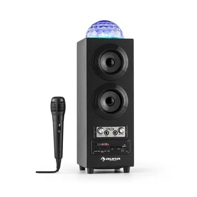 Auna DiscoStar Black, prenosný bluetooth reproduktor, USB, akumulátor, LED, mikrofón