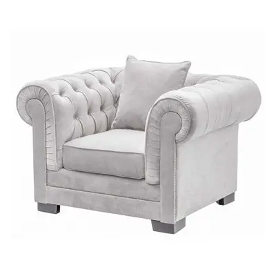 Fotel Chesterfield Classic Velvet Light Grey 118x96x77cm