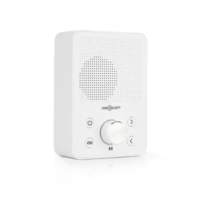 OneConcept Plug+Play FM, rádio do zásuvky, FM tuner, USB, BT, biele