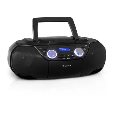 Auna Roadie 2K, boombox, CD prehrávač, kazetové rádio, DAB/DAB+, UKW, bluetooth, čierny