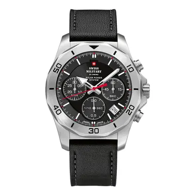Swiss Military By Chrono Gent's Worlds Powered Chronograph Watch with Genuine Leather Strap