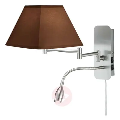 Lampa ścienna Hotel z lampką do czytania LED brąz