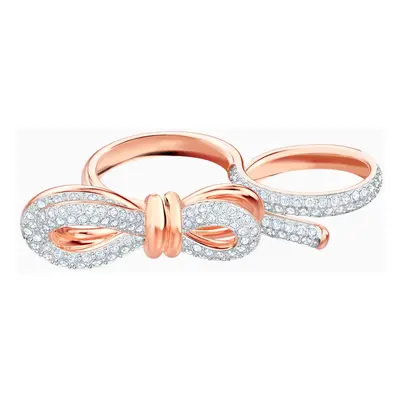 Lifelong Bow Double Ring, White, Mixed metal finish