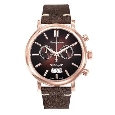 Mathey-Tissot Gent's Vintage Chronograph Watch with Genuine Leather Strap