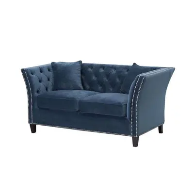 Sofa Chesterfield Modern Velvet Midnight 2-os.