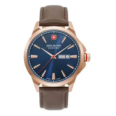 Swiss Military by Hanowa Gents Day Date Classic Watch with Genuine Leather Strap and Gift