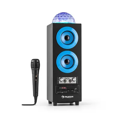 Auna DiscoStar Blue, prenosný 2.1 bluetooth reproduktor, USB, akumulátor, LED, mikrofón