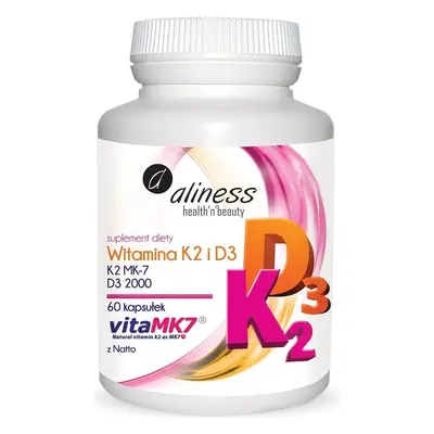 Witamina K2 i D3 2000 K2 MK-7 z natto 100 mcg 60 kapsułek Aliness