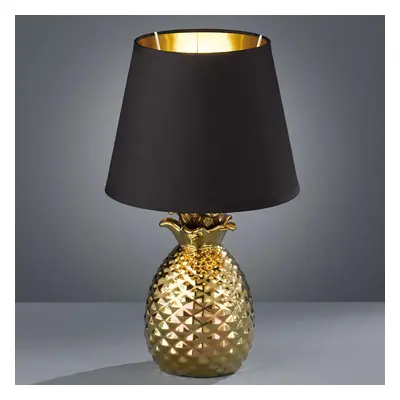 Ceramiczna lampa stołowa Pineapple, czarno-złota