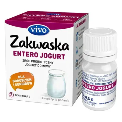 Jogurt domowy ENTERO żywe kultury bakterii probiotyk opakowanie 2 x 0,5g ZAKWASKI VIVO