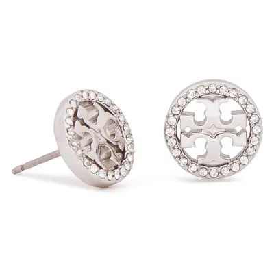 Kolczyki TORY BURCH - Crystal Logo Circle Stud Earring 53422 Tory Silver/Crystal 042