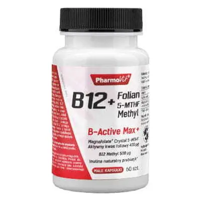 Witamina B12 + Folian 5-MTHF Methyl 500?g B-Active Max+ 60 kapsułekl PharmoVit