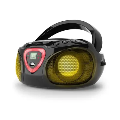 Auna Roadie, boombox, čierny, CD, USB, MP3, FM/AM rádio, bluetooth 2.1, LED farebné efekty