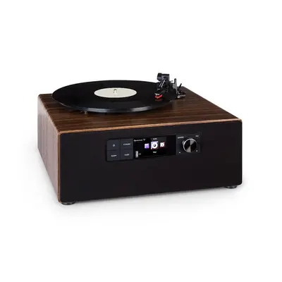 Auna Connect Vinyl Cube, gramofón, 40 W max., internet/DAB+/FM, USB, hnedý