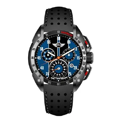 Mini Gent's Swiss Quartz PVD Multifunction Chronograph Watch with Genuine Leather Strap
