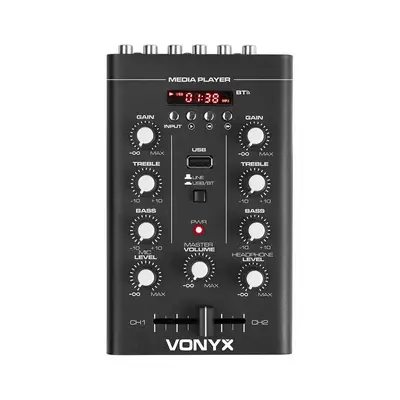 Vonyx STM500BT, 2-kanálový DJ mixér, bluetooth, MP3 prehrávač, USB port, čierny