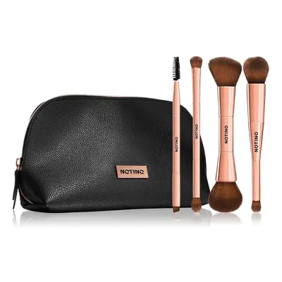 Notino Luxe Collection Double sided brush set with cosmetic bag zestaw pędzli z kosmetyczką