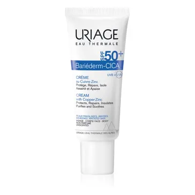 Uriage Bariéderm Cica-Cream with Copper-Zinc SPF 50+ krem naprawczy zawierający miedź i cynk SPF