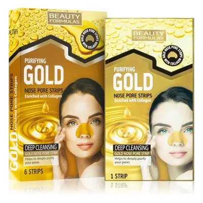 Beauty Formulas Gold plastry oczyszczające na nos z kolagenem