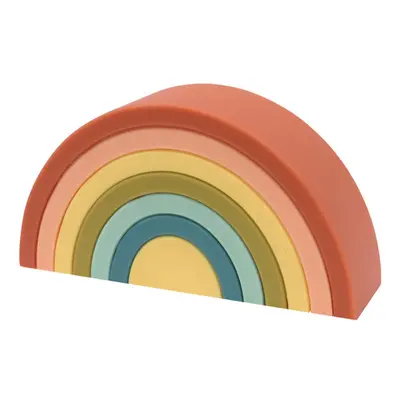 O.B Designs Silicone Rainbow Stacker Silicone Bamboo Puzzle układanka tęcza Cherry 10m+