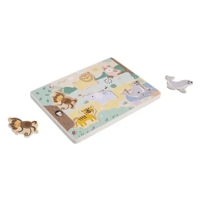 eliNeli Sound Puzzle Animals układanka edukacyjna z drewna 18m+ 7 szt.