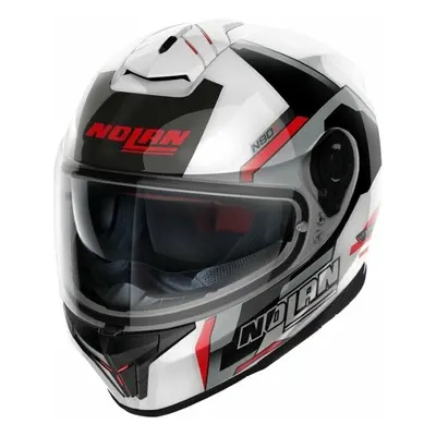 Nolan N80-8 Wanted N-Com Metal White Red/Black/Silver Kask