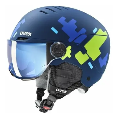 UVEX Rocket Junior Visor Blue Puzzle Mat Kask narciarski