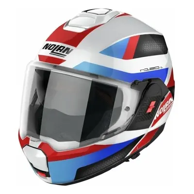 Nolan N120-1 Subway N-Com Metal White Blue/Red/Black Kask