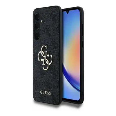 Guess PU 4G Metal Logo Zadní Kryt pro Samsung Galaxy A35 5G Grey Etui na telefon Fioletowy