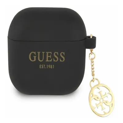 Guess 4G Charm Silikonové AirPods Black Etui Fioletowy