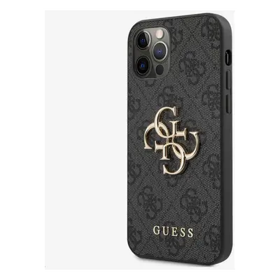 Guess PU 4G Metal Logo Zadní Kryt pro iPhone 12/12 Pro Grey Etui na telefon Fioletowy