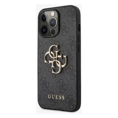 Guess PU 4G Metal Logo Zadní Kryt pro iPhone Pro Max Grey Etui na telefon Fioletowy