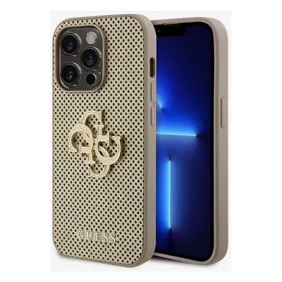 Guess PU Perforated 4G Glitter Metal Logo Zadní Kryt pro iPhone Pro Max Gold Etui na telefon Fio