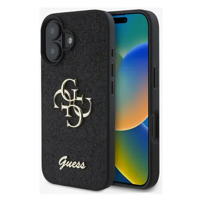 Guess PU Fixed Glitter 4G Metal Logo Zadní Kryt pro iPhone Plus Black Etui na telefon Fioletowy