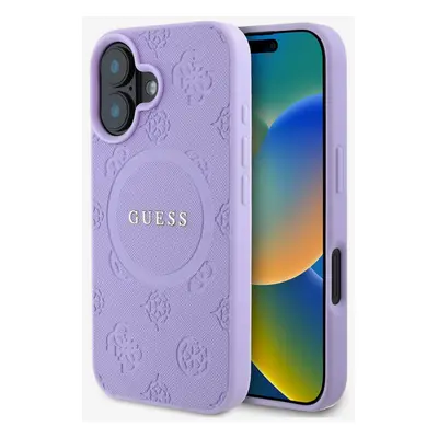 Guess Saffiano Peony Stamp MagSafe Phone Purple Etui na telefon Fioletowy