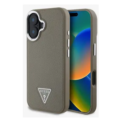 Guess PU Grained Triangle Logo Zadní Kryt pro iPhone Brown Etui na telefon Fioletowy