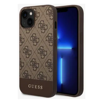 Guess PU 4G Stripe Zadní Kryt pro iPhone Brown Etui na telefon Fioletowy