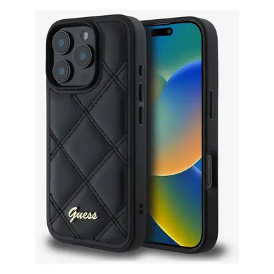 Guess PU Leather Quilted Zadní Kryt pro iPhone Pro Black Etui na telefon Fioletowy