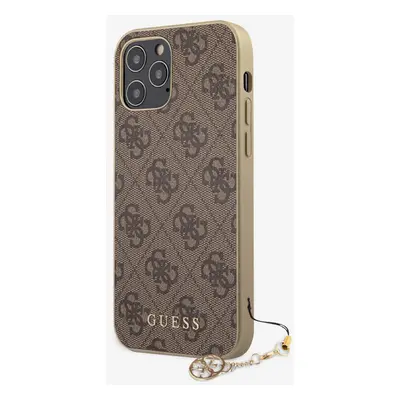 Guess 4G Charm Zadní Kryt pro iPhone 12/12 Pro 6.1 Brown Etui na telefon Fioletowy