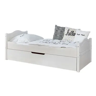 TiCAA Pojedyncze łóżko Leni x cm Kiefer biały z dodatkowym łóżkiem