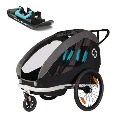 hamax Przyczepka rowerowa dla dzieci Traveller z dyszlem i kołem do wózka Black /szary/niebieski