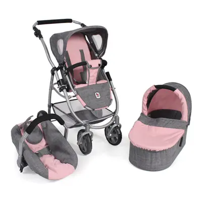 BAYER CHIC Wózek dla lalek kombi in EMOTION ALL IN Melange grey-rose